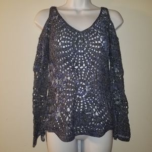 International Concepts Crochet Cold Shoulder Top